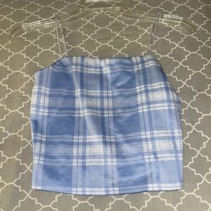 Blue Plaid Tanktop Crop Top